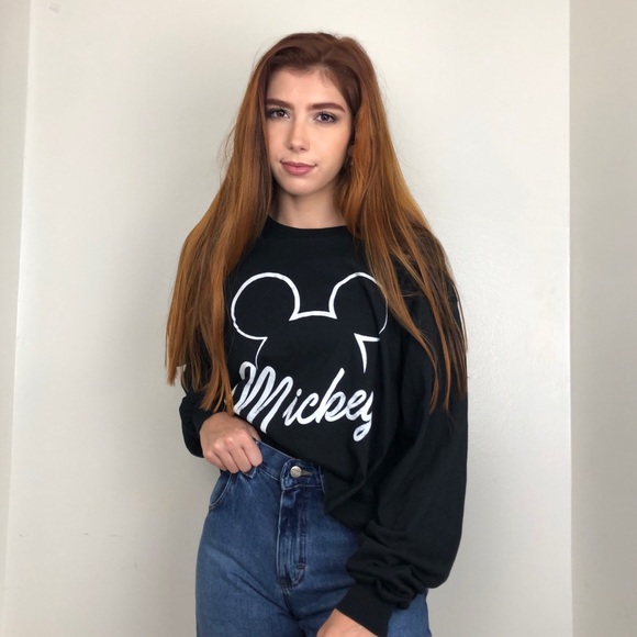 SOLD🛒 LONG SLEEVE MICKEY MOUSE CROP TOP - Picture 2 of 4